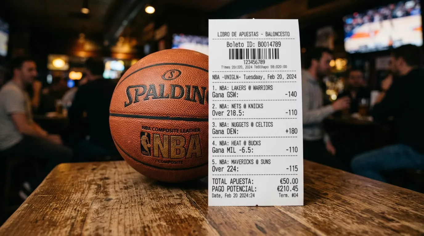 Boleto de apuestas combinadas con varios partidos de baloncesto ACB seleccionados