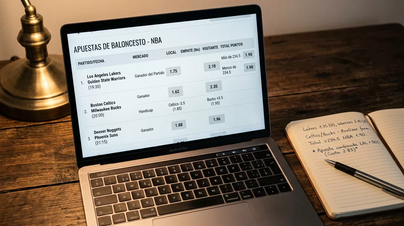 Pantalla de cuotas de apuestas de baloncesto con mercados de la Liga Endesa ACB